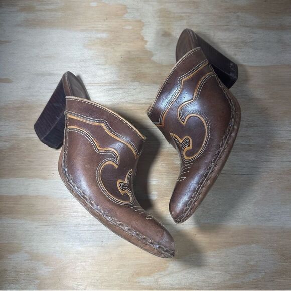 Frye Phoenix Dark Brown Leather Mules Women’s Size 7.5 - Picture 3 of 9